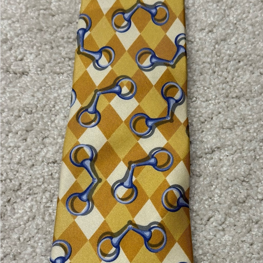 Gucci Yellow and Blue Geometric Men's Tie
